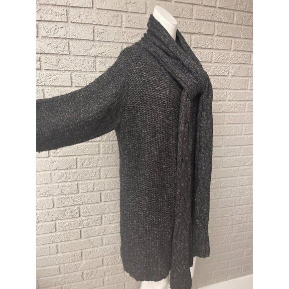 Lane Bryant Women Dark Gray Wool Blend Long Sleeve Long Scarf Sweater Cardigan S - Picture 6 of 9